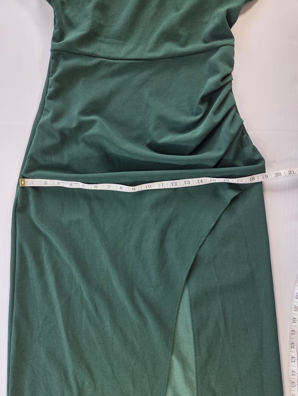 Shein Elegant Green One-Shoulder Dress Front Slit Elegant Feminine Wedding - Picture 6 of 6